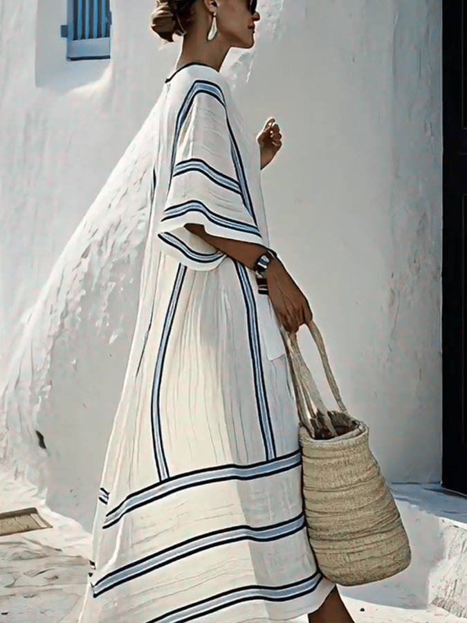 Robe Rayée Ample pour Femmes