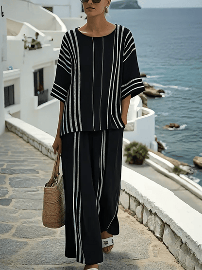 Pantalon large à rayures pour femmes