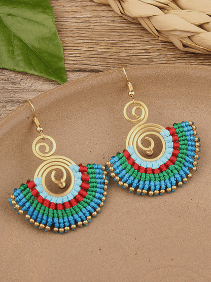 Boucles d'oreilles vintage en alliage avec incrustations en bois pour femmes