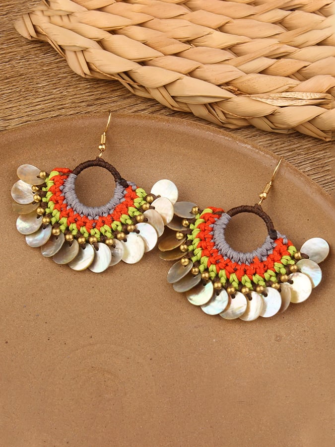 Boucles d'oreilles vintage en alliage avec incrustations en bois pour femmes