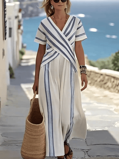 Robe Ample à Imprimé Rayé pour Femmes