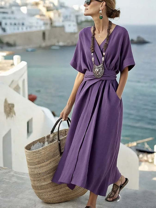 Robe ample unie avec poches pour femmes