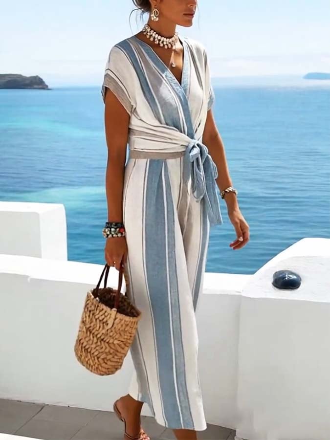 Robe Ample à Imprimé Rayé pour Femmes
