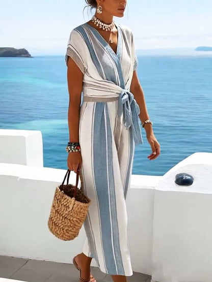 Robe Ample à Imprimé Rayé pour Femmes