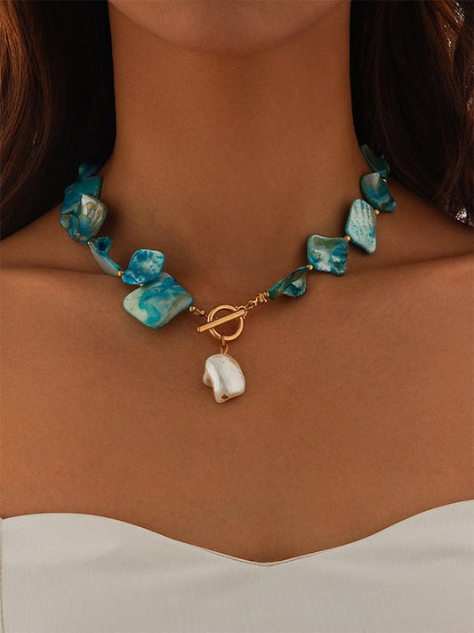 Collier de perles en coquillage irrégulier bohème, collier rétro étoile de mer de vacances