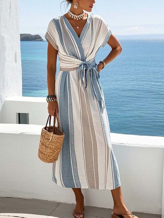 Robe Ample à Imprimé Rayé pour Femmes