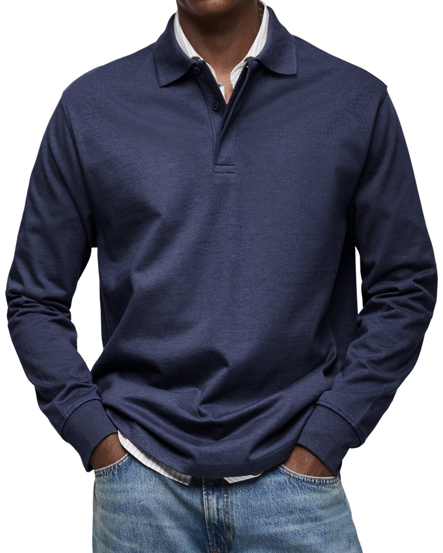 Chemise Poloshirt Casual à Manches Longues