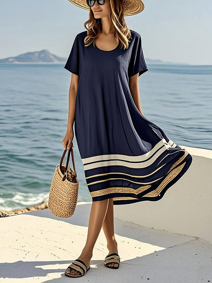Robe Ample à Imprimé Rayé pour Femmes