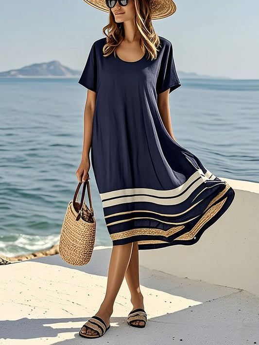 Robe Ample à Imprimé Rayé pour Femmes