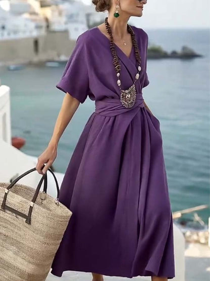 Robe ample unie avec poches pour femmes