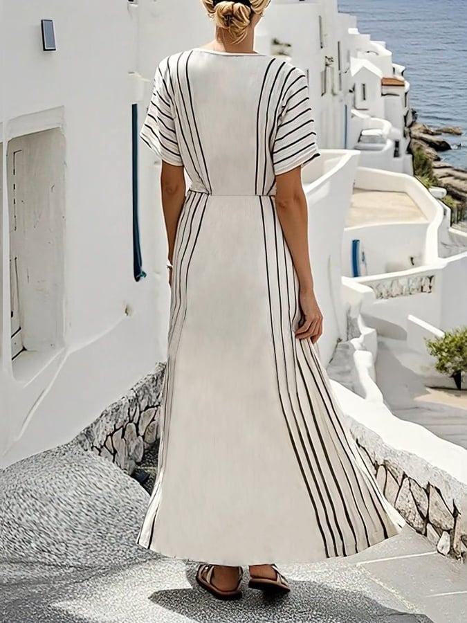 Robe Ample à Imprimé Rayé pour Femmes