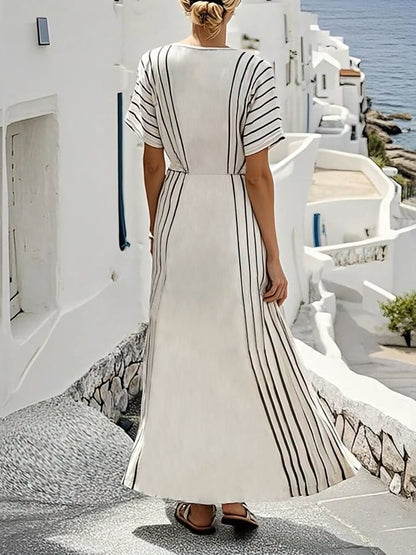 Robe Ample à Imprimé Rayé pour Femmes