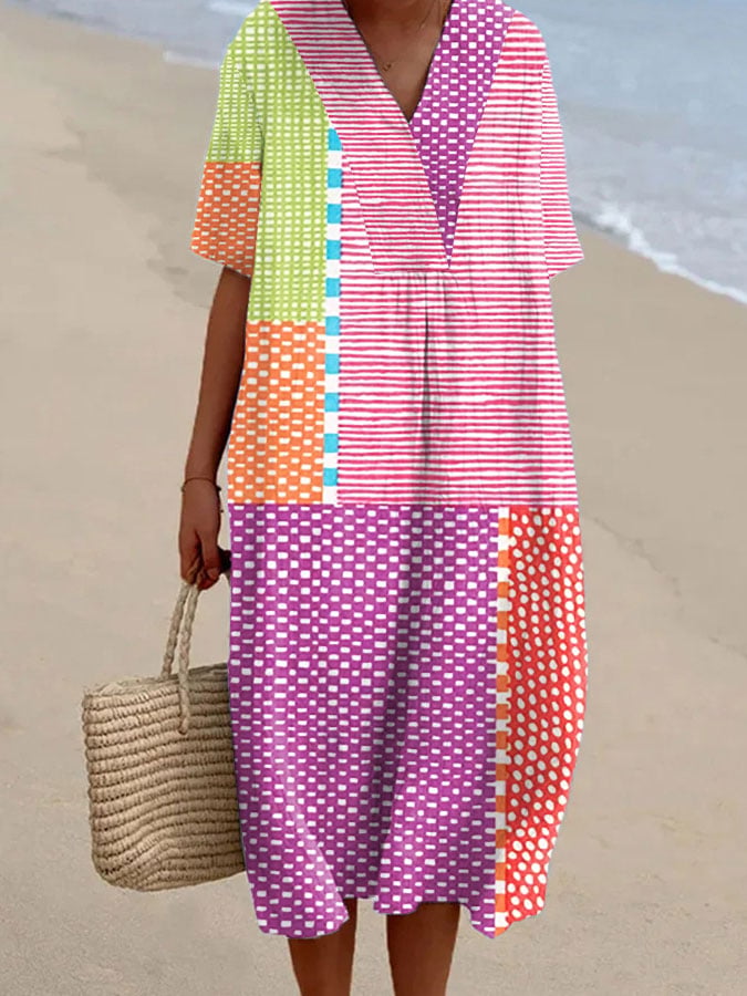 Robe Décontractée à Carreaux pour Femmes