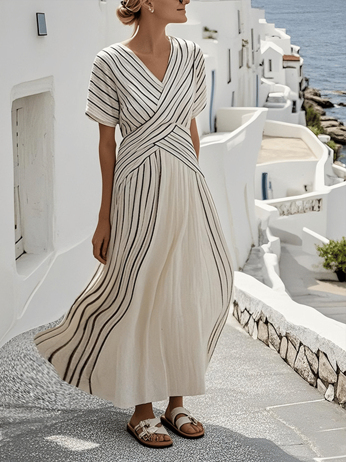 Robe Ample à Imprimé Rayé pour Femmes