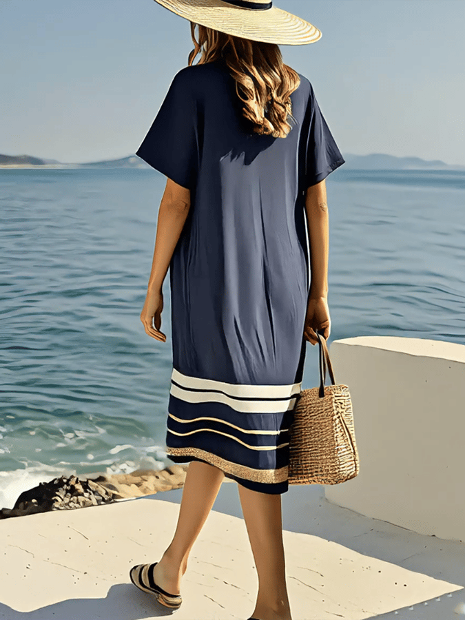 Robe Ample à Imprimé Rayé pour Femmes
