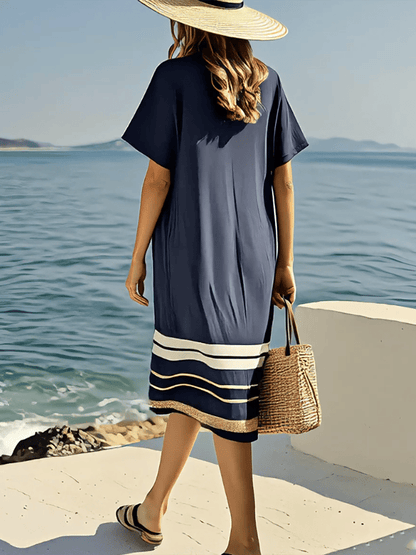 Robe Ample à Imprimé Rayé pour Femmes