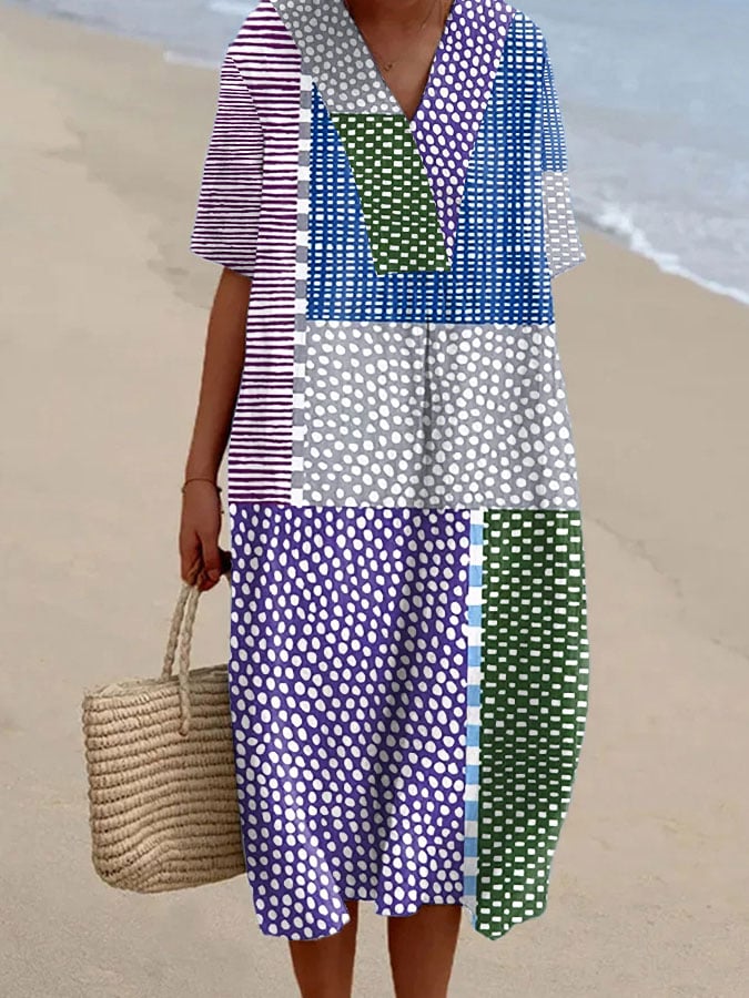 Robe Décontractée à Carreaux pour Femmes