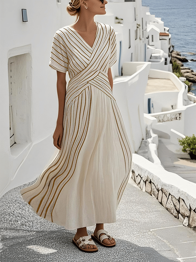 Robe Ample à Imprimé Rayé pour Femmes