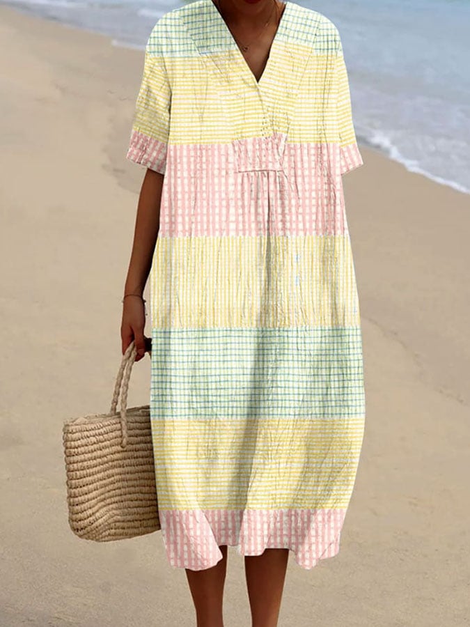 Robe Décontractée à Carreaux pour Femmes