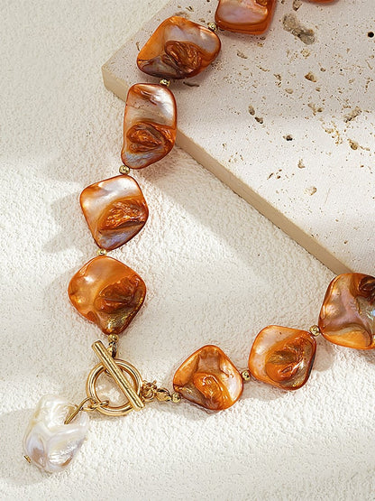 Collier de perles en coquillage irrégulier bohème, collier rétro étoile de mer de vacances