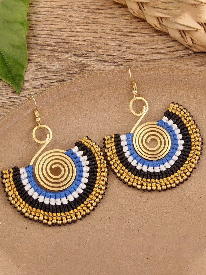 Boucles d'oreilles vintage en alliage avec incrustations en bois pour femmes