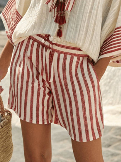 Ensemble de Shorts de Vacances à Rayures Larges pour Femmes