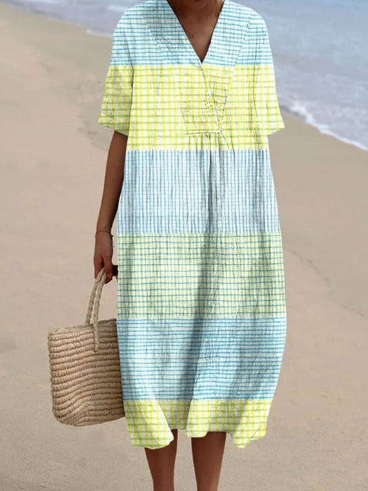 Robe Décontractée à Carreaux pour Femmes