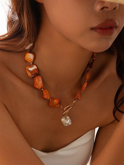 Collier de perles en coquillage irrégulier bohème, collier rétro étoile de mer de vacances