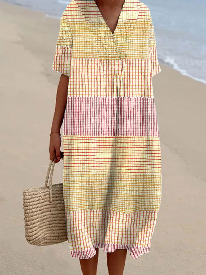 Robe Décontractée à Carreaux pour Femmes