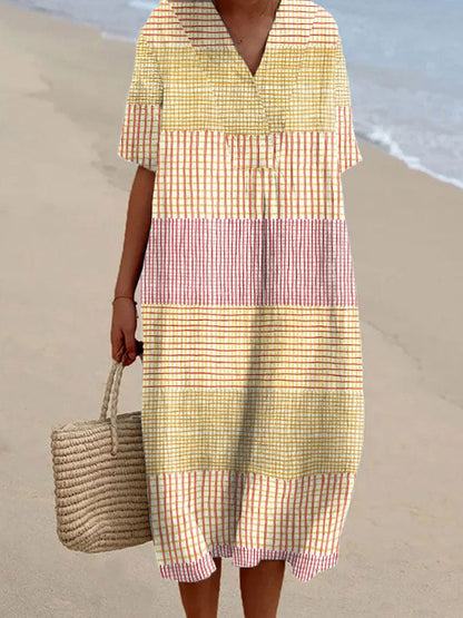 Robe Décontractée à Carreaux pour Femmes