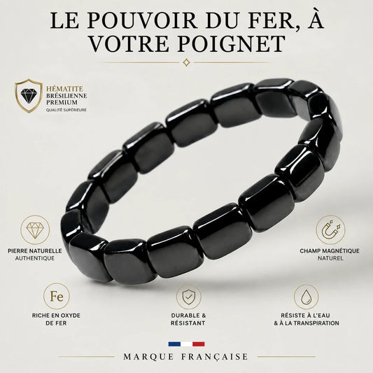 Bracelet magnétique en minerais hématite